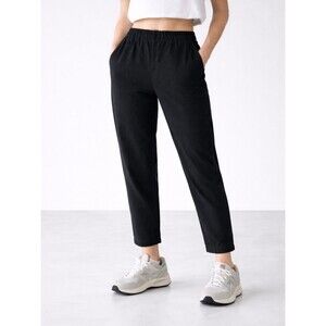 Eileen Fisher Black Crop Ankle Tapered Pants with Pockets Business Causal